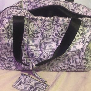 Sparkly money print bag travel exotic dance